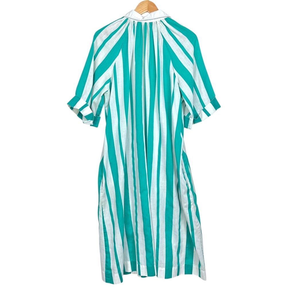 Models Coat 60s Striped Clown Snap Up Funky Retro Nightgown Mumu Sleep Dress XXL - Picture 2 of 11